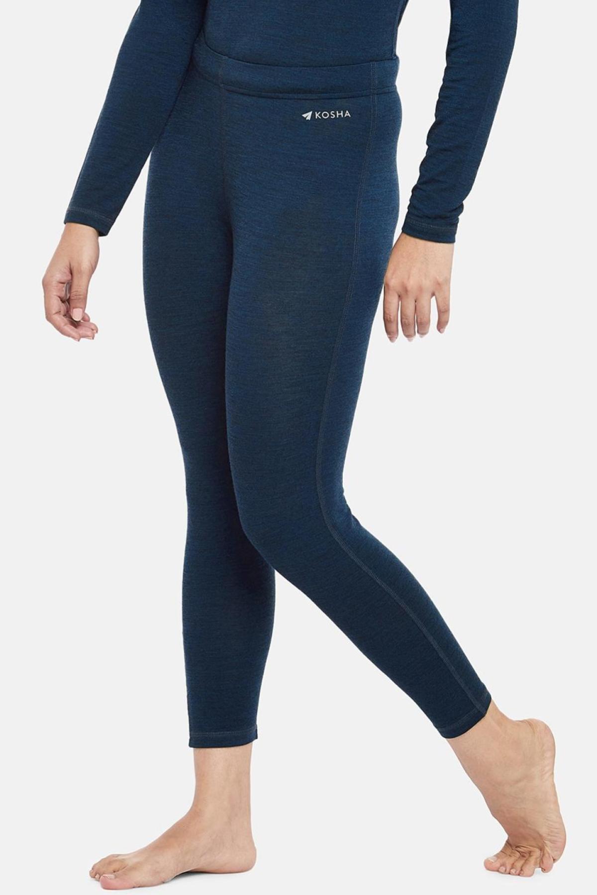 Sin La Blue Merino Wool Bamboo Thermal Leggings | Women | Snuggle Up With Free Woollen Socks