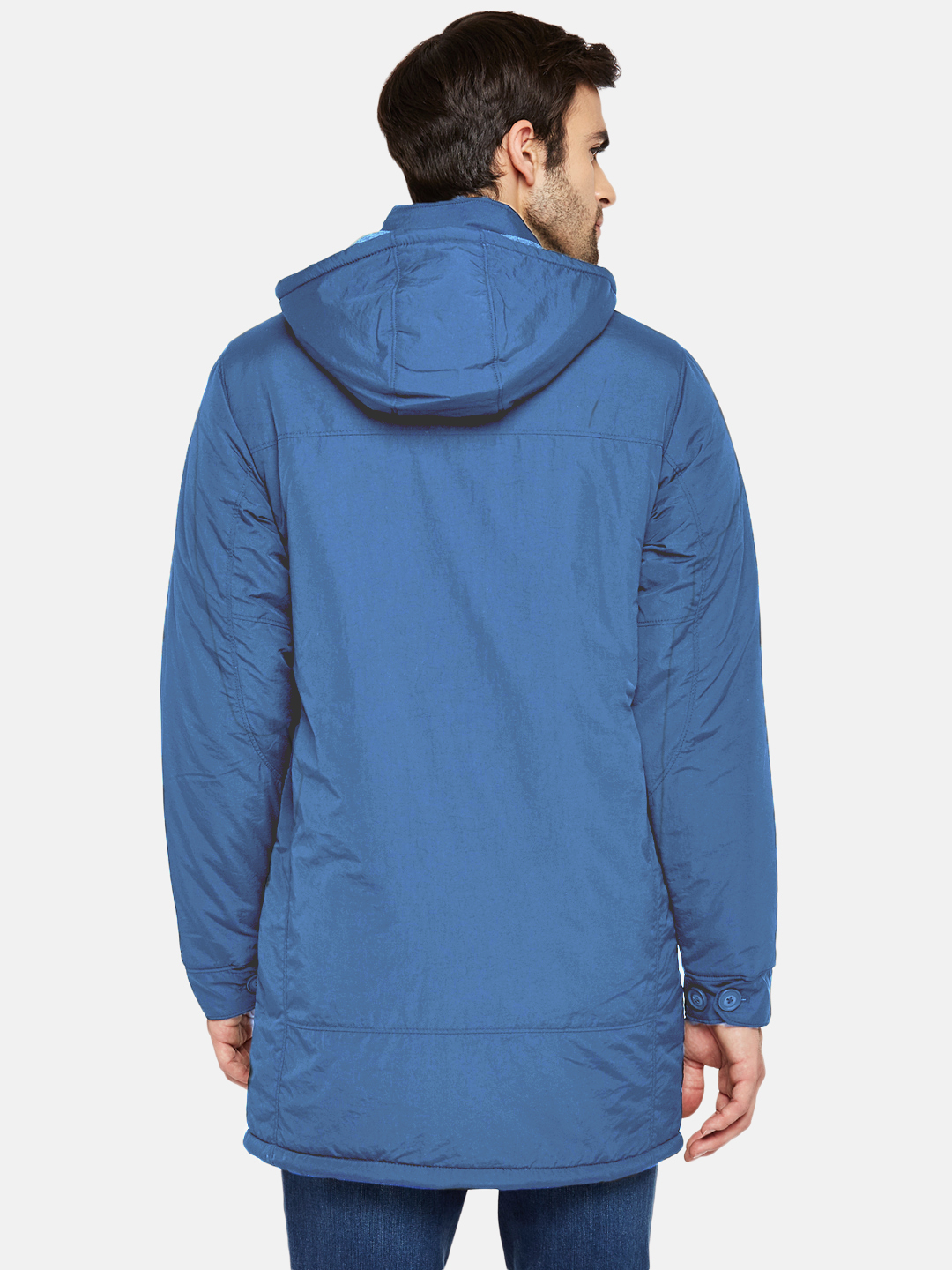 Persian Blue Fleece Lined Hooded Parka Jacket | Men