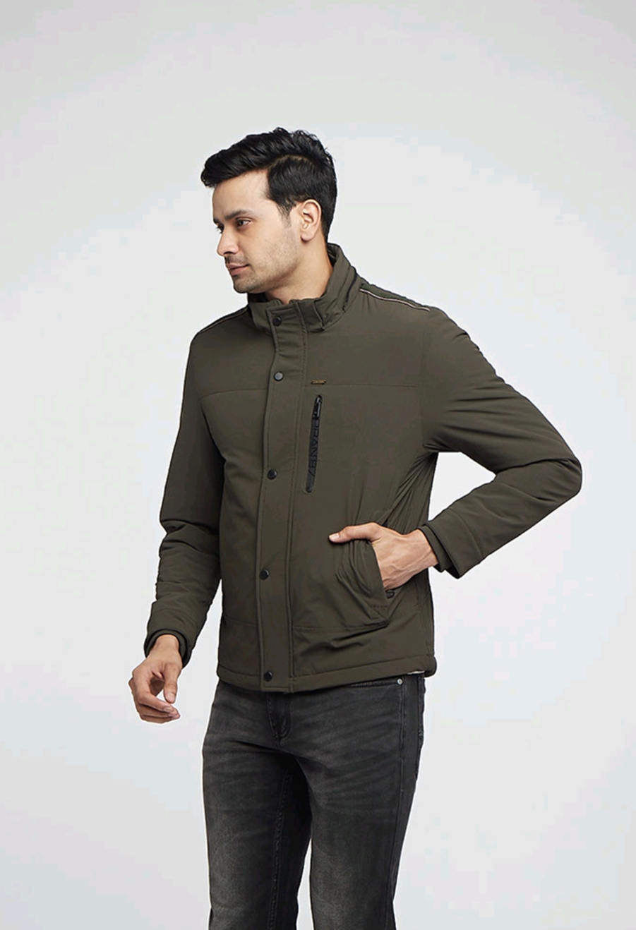 Olive Green Lightweight Waterproof Fleece Lined Jacket | Men
