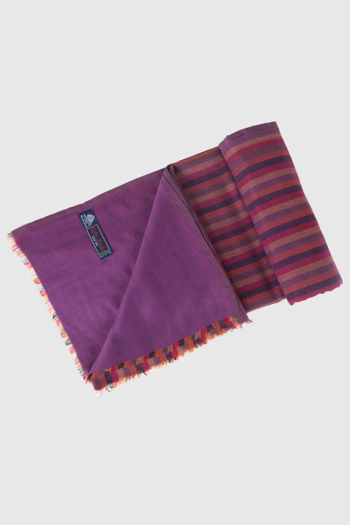 Kosha's Colour Stripped Reversible Purple Shawl for Women