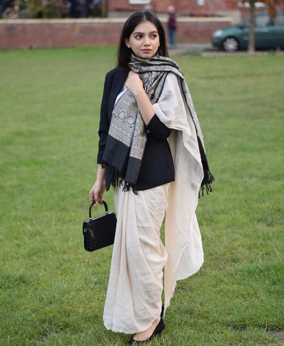 10 Ways to Stay Warm and Stylish with Winter Wear on Saree - The Kosha ...