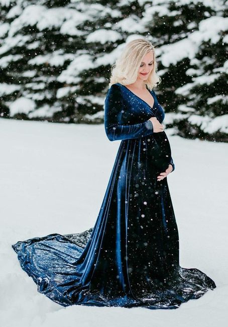 what to wear to a winter baby shower velvet gown