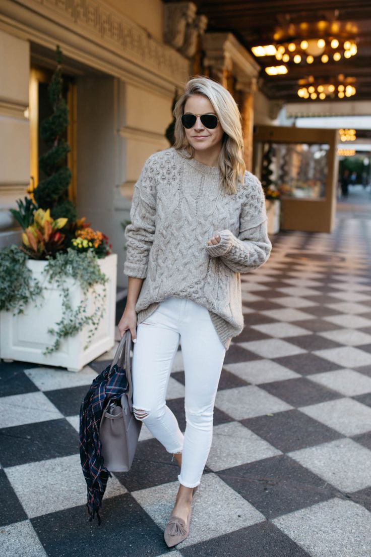how to wear white jeans in winter - Winter White Fashion