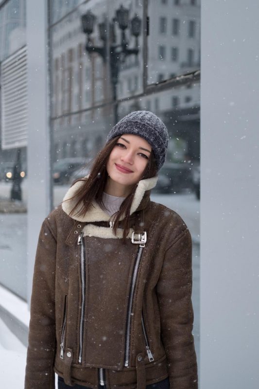 girl in a casual and comfy winter outfit