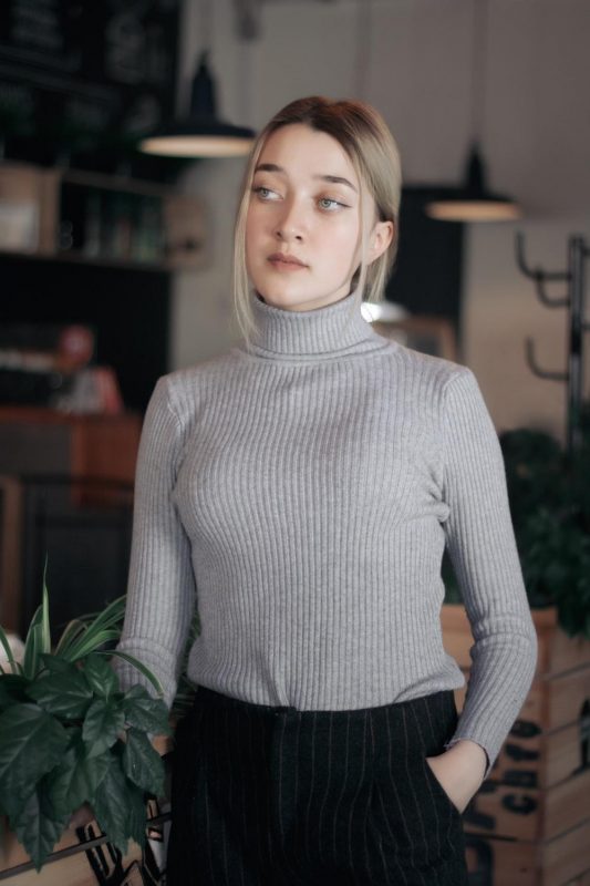 turtlenecks and dress pants as option for winter looks for women