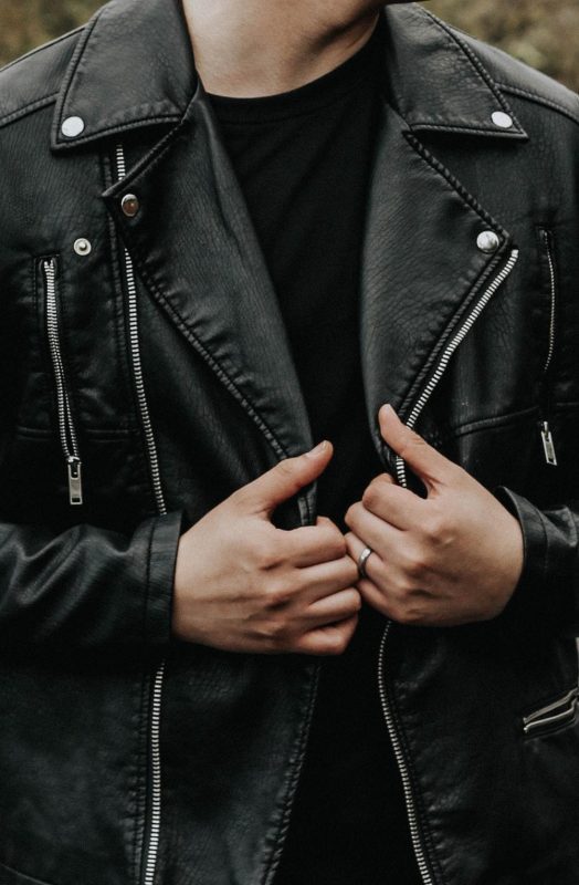 leather jacket for men close up
