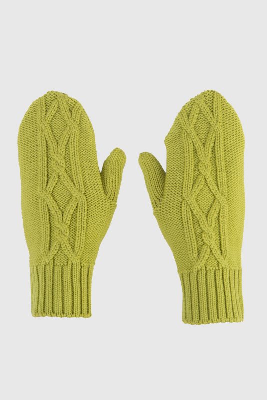 Light Green Merino Wool Knitted Mittens 