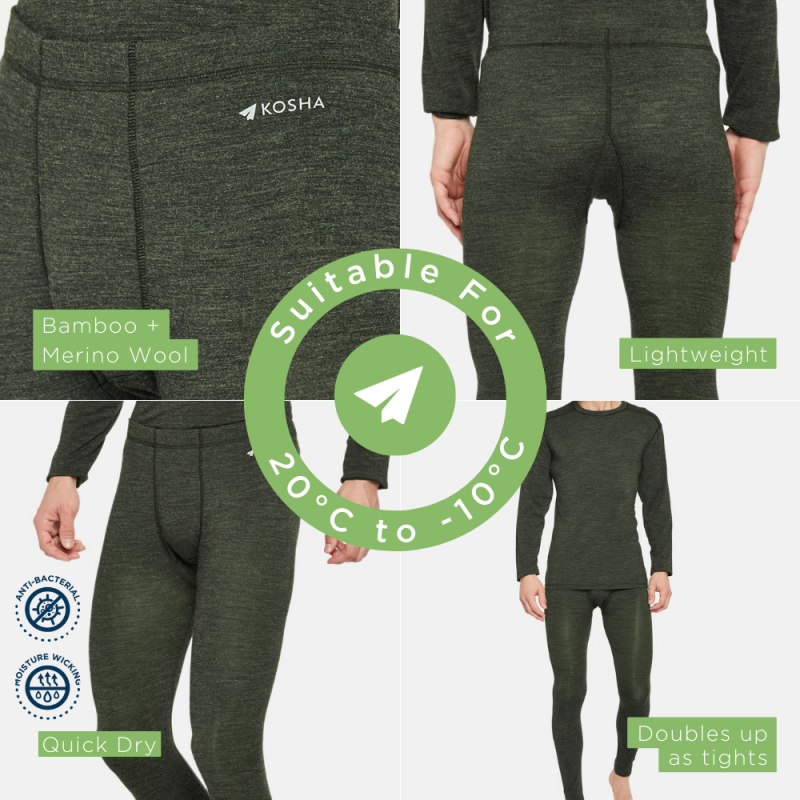 olive green thermal underwear for men